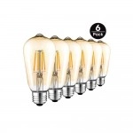 Pack de 6 ampoules led filament vintage - 4W - E27 - décorative - 220 V